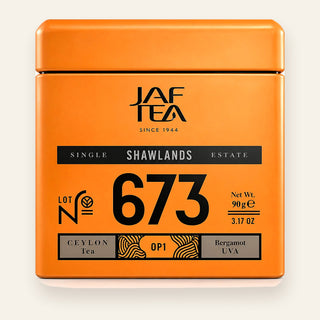 Jaf Tea Single Estate Shawlands OP1 – 90g Uva Ceylon black tea tin, Lot No. 673