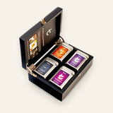 Dilmah Mini Luxury Tea Presenter – black wooden gift box with four Ceylon tea tins