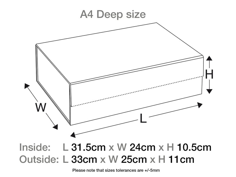 Silver A4 Deep Gift Boxes with changeable ribbon